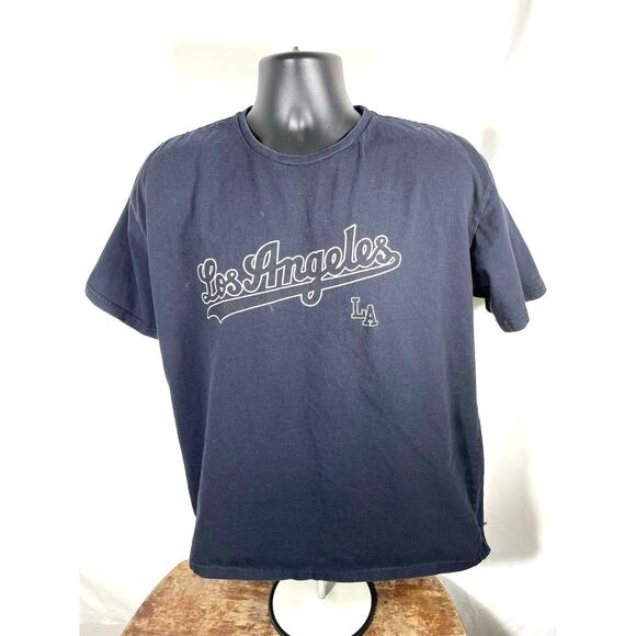 Los Angeles Script Logo T-Shirt Navy Blue Men’s XL - Picture 1 of 6